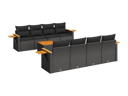 Set di mobili da esterno in vimini intrecciato in resina nera