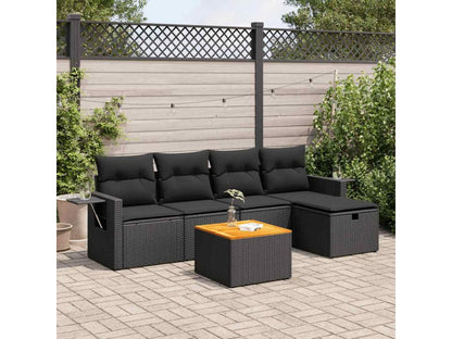 Set di mobili da esterno in vimini intrecciato in resina nera
