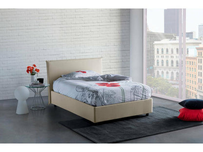 Struttura letto in tessuto beige, 120 x 190 cm