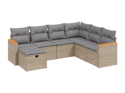 Set di mobili da esterno in vimini intrecciato in resina beige