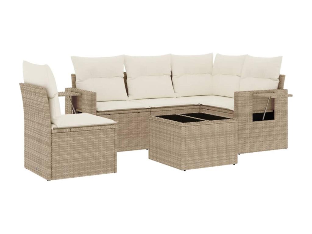 Set di mobili da esterno in vimini intrecciato in resina beige