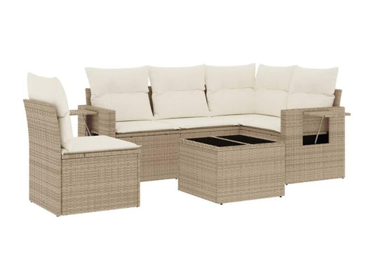 Set di mobili da esterno in vimini intrecciato in resina beige