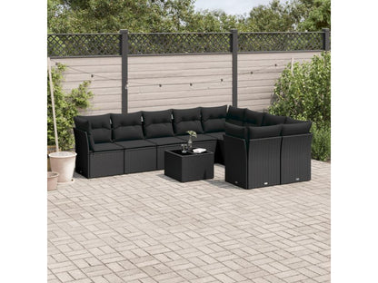 Set di mobili da esterno in vimini intrecciato in resina nera