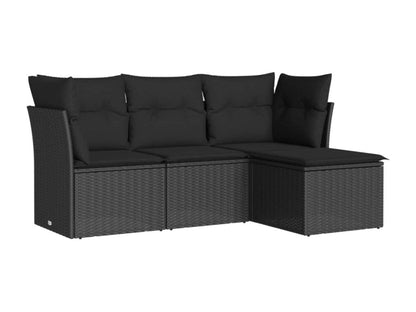 Set di mobili da esterno in vimini intrecciato in resina nera