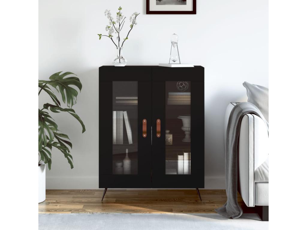 Credenza in legno ingegnerizzato nero, 69,5 x 34 x 90 cm