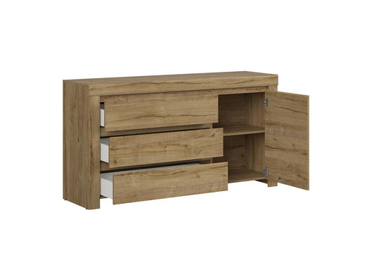 Credenza naturale 1 anta, 3 cassetti