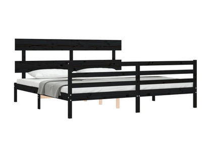 Struttura letto in legno massello nero, 200 x 200 cm