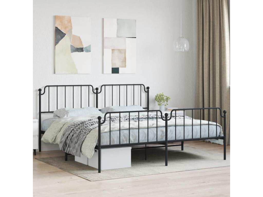 Struttura letto in metallo nero, 200 x 200 cm
