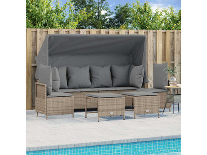 Set di mobili da esterno in vimini intrecciato in resina beige