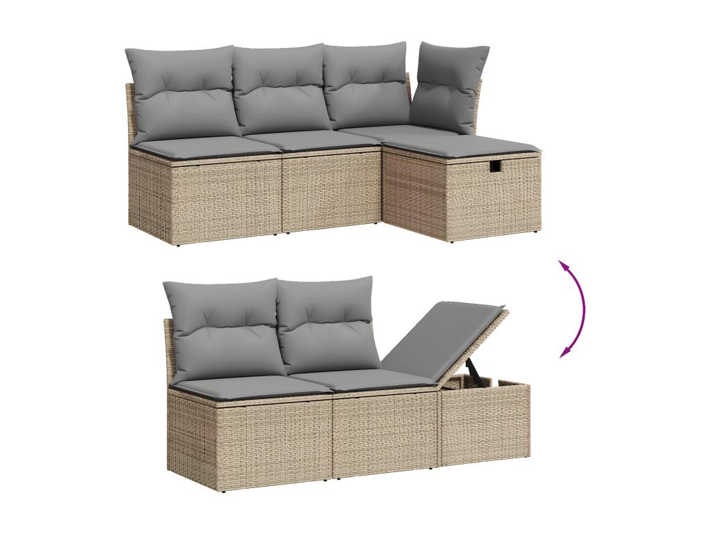 Set di mobili da esterno in vimini intrecciato in resina beige