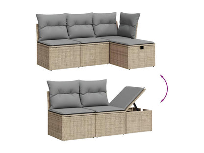 Set di mobili da esterno in vimini intrecciato in resina beige