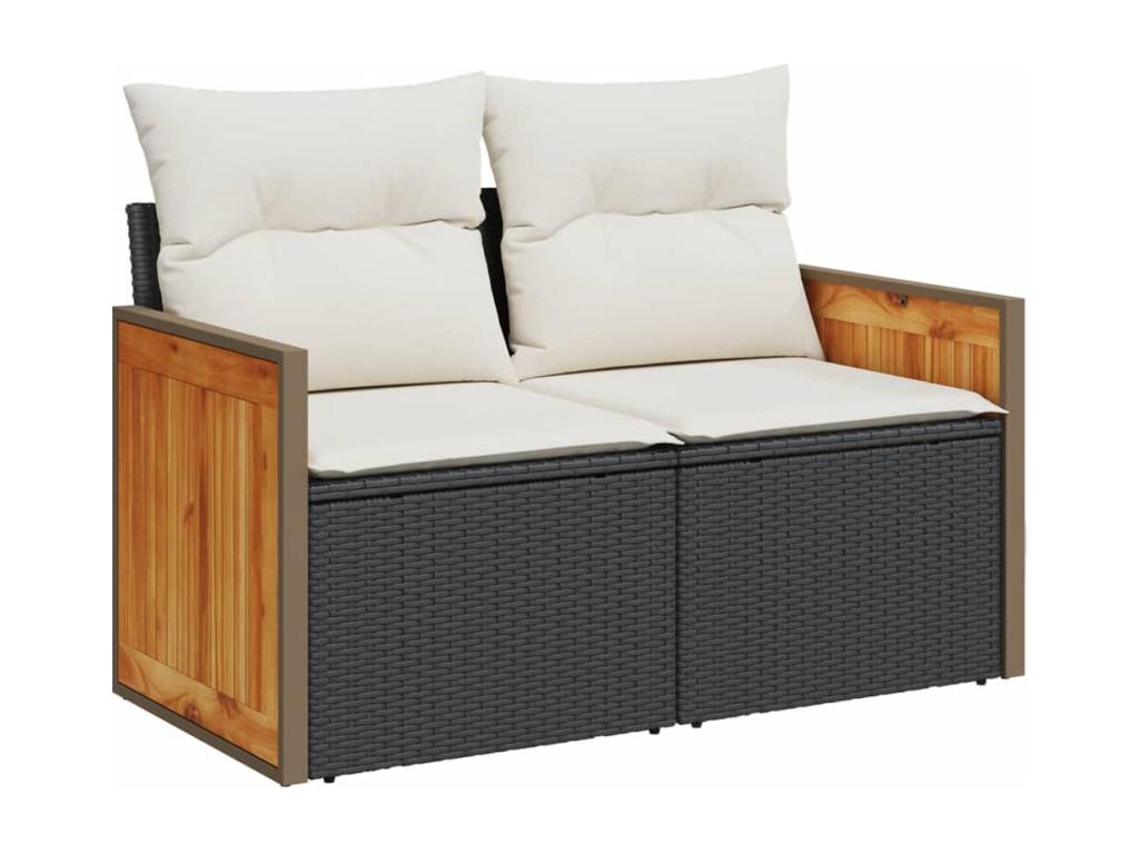 Set di mobili da esterno in vimini intrecciato in resina nera