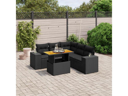 Set di mobili da esterno in vimini intrecciato in resina nera