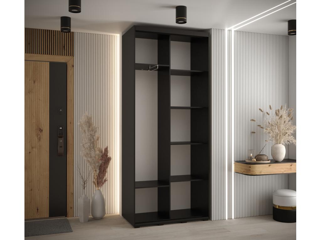 Armadio nero a 2 ante, 110 x 45 x 235,2 cm
