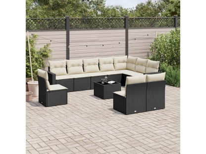 Set di mobili da esterno in vimini intrecciato in resina nera