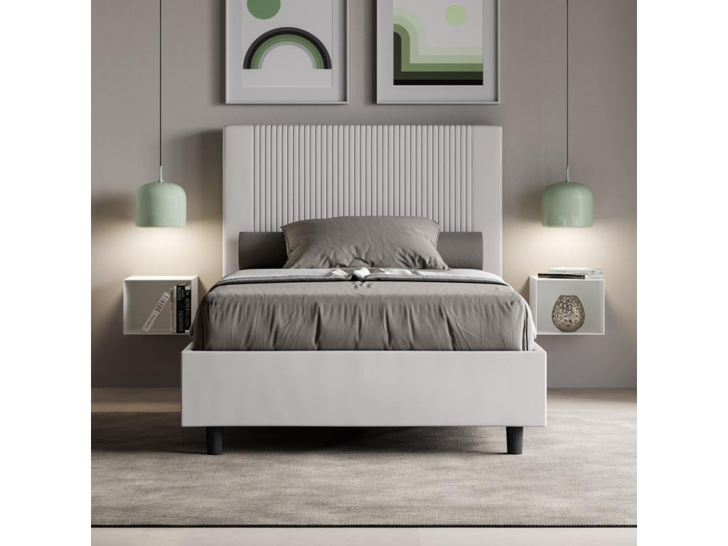 Struttura letto in similpelle bianca, 140 x 200 cm