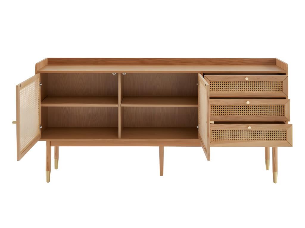 Credenza naturale a 2 ante e 3 cassetti