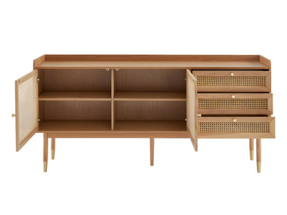 Credenza naturale a 2 ante e 3 cassetti