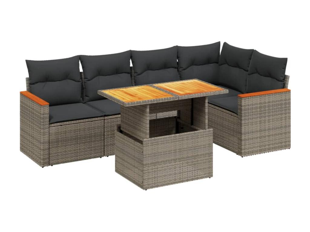 Set di mobili da esterno in vimini intrecciato in resina grigia