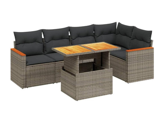 Set di mobili da esterno in vimini intrecciato in resina grigia
