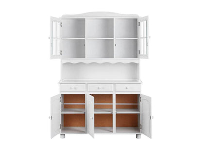Credenza in legno massello bianco a 5 ante e 3 cassetti