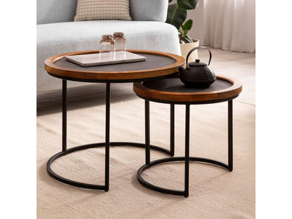 Tavolino laterale in legno massello naturale