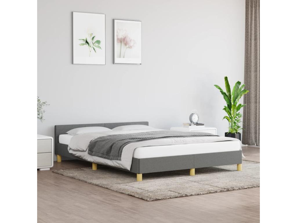 Struttura letto in tessuto grigio, 140 x 190 cm