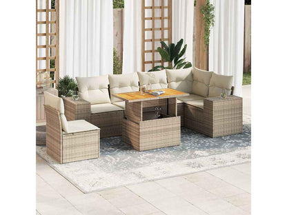 Set di mobili da esterno in vimini intrecciato in resina beige