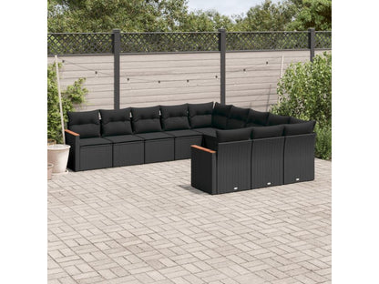 Set di mobili da esterno in vimini intrecciato in resina nera