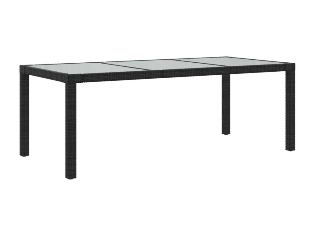 Tavolo in vimini intrecciato in resina nera, 190 x 90 x 75 cm