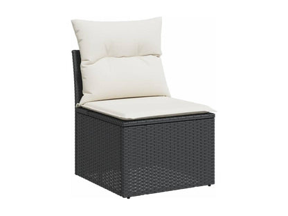 Set di mobili da esterno in vimini intrecciato in resina nera