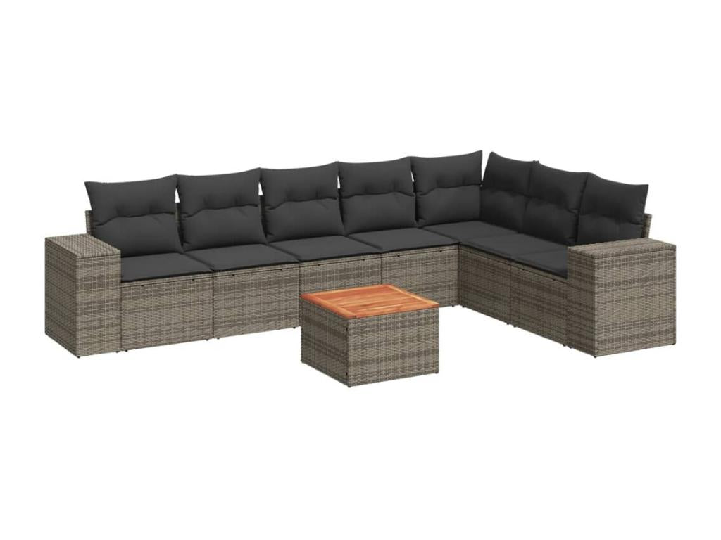 Set di mobili da esterno in vimini intrecciato in resina grigia