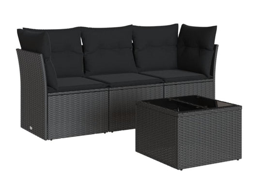 Set di mobili da esterno in vimini intrecciato in resina nera