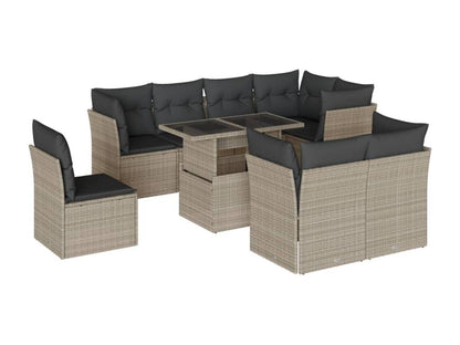 Set di mobili da esterno in vimini intrecciato in resina grigia