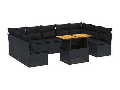 Set di mobili da esterno in vimini intrecciato in resina nera