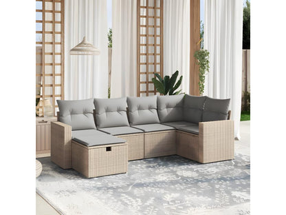 Set di mobili da esterno in vimini intrecciato in resina beige