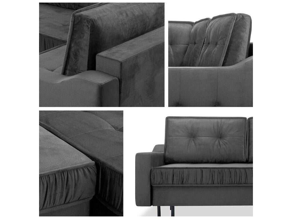 Divano grigio, 289 x 185 x 105 cm