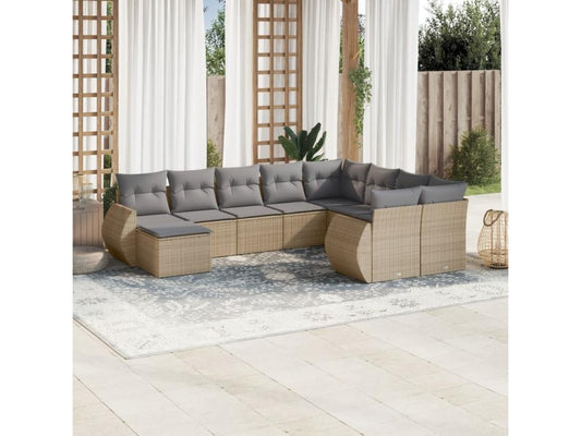 Set di mobili da esterno in vimini intrecciato in resina beige