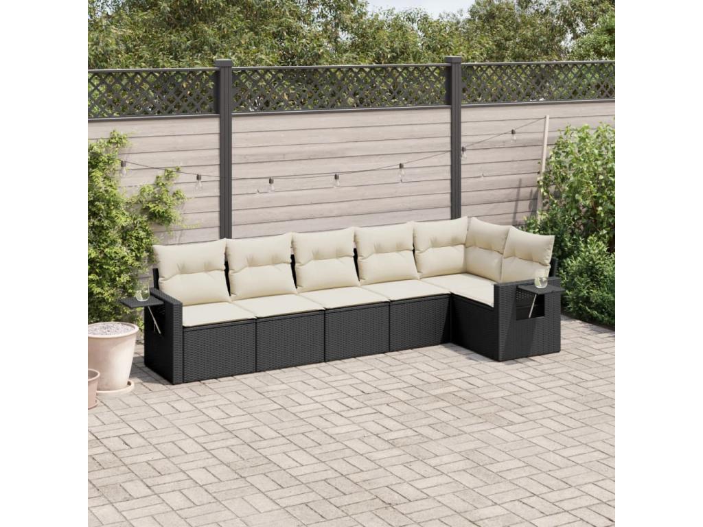 Set di mobili da esterno in vimini intrecciato in resina nera