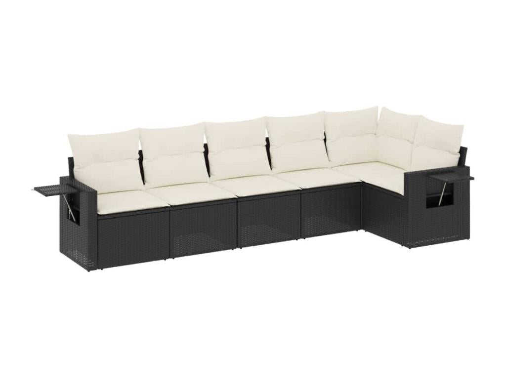 Set di mobili da esterno in vimini intrecciato in resina nera