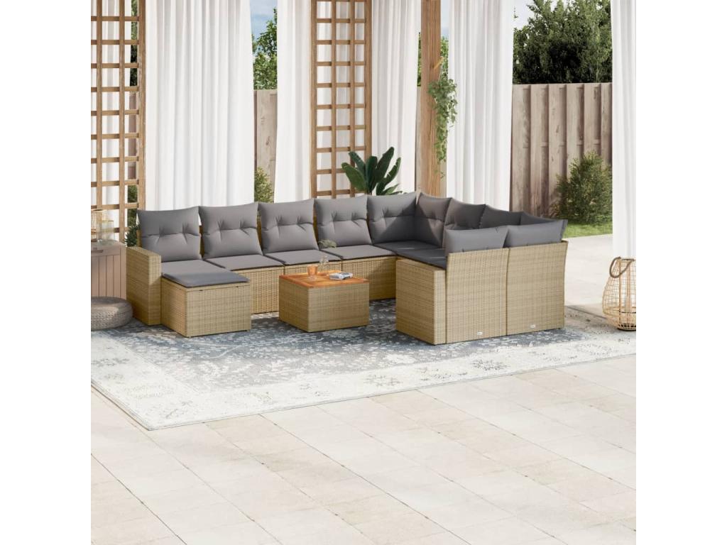 Set di mobili da esterno in vimini intrecciato in resina beige