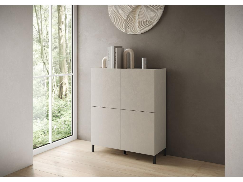 Credenza grigia a 4 ante, 90 x 35 x 110 cm
