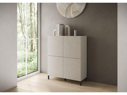 Credenza grigia a 4 ante, 90 x 35 x 110 cm