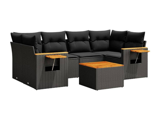 Set di mobili da esterno in vimini intrecciato in resina nera