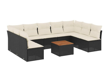 Set di mobili da esterno in vimini intrecciato in resina nera