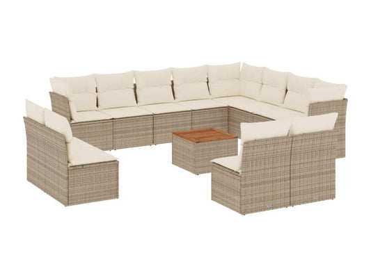 Set di mobili da esterno in vimini intrecciato in resina beige