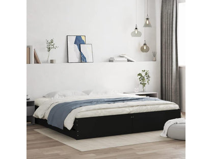 Struttura letto in legno ingegnerizzato nero, 200 x 200 cm