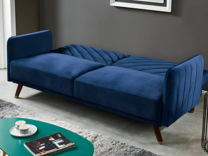 Divano letto trasformabile in velluto blu