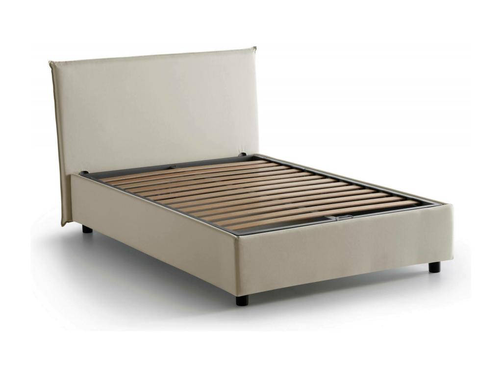Struttura letto in tessuto beige, 120 x 190 cm