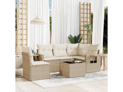 Set di mobili da esterno in vimini intrecciato in resina beige